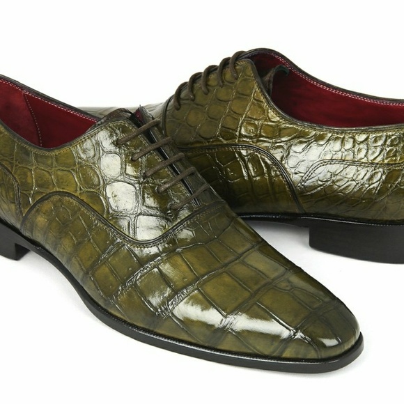 Paul Parkman Green Genuine Crocodile Oxfords - Picture 3 of 6
